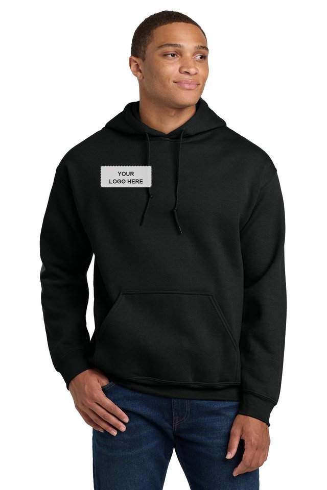 Gildan 18500 hoodie with a left-chest logo placement